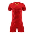 thumbnail image 4 of Virmaxy Color Block V-Neck Football Uniform Short Sleeve Breathable Soccer Jersey and Shorts for Casual Wear and Sports Activities for 3-13Y, 4 of 6