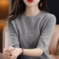 thumbnail image 5 of Rezuofi 2 Pcs Women Short Sleeve Sweaters Tops 2025 Fall Crew Neck Pullover Shirt Lightweight Soft Knit Sweater Blouse Solid Jumpers, 5 of 5