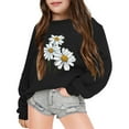 thumbnail image 3 of LIIPEE Girls Sweatshirts Cartoon Flower Printed Long Sleeve Round Neck Pullover Tops Leisure Daily Wear Sweatshirts,Black,3-4 Years, 3 of 3