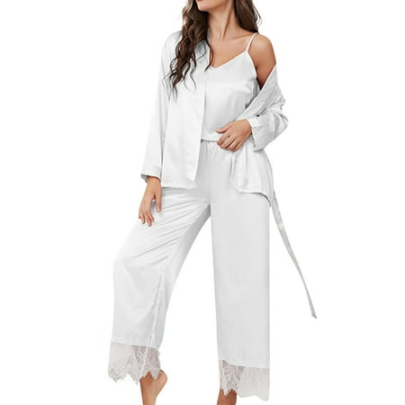 

KmaiSchai Sleep Wear For Womens Womens Nightgown Lingerie Satin Chemise Lingerie Nightie Full Slips Sleep Dress Sleepwear 3 Pieces Of Nightgown 2023 Christmas Pajama Set Women Knit Pajama Set Women