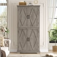 thumbnail image 6 of Homfa Farmhouse Kitchen Pantry Storage Cabinet with Adjustable Shelf, Modern Tall Wood Storage Cabinets with Metal Handle, Gray, 6 of 7