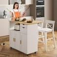 thumbnail image 6 of ASTRONAPE Rolling Mobile Kitchen Island Cart Bar with Desktop Drop Leaf Countertop, Island Table Storage Cart with 5 Wheels, Rolling Kitchen Cabinet with Power Socket and Towel Rack (Ver 2.), 6 of 9