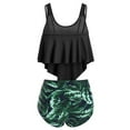 thumbnail image 3 of Women's High Waist Swimsuits Vintage Ruffle Two Piece Bathing Suits Tummy Control Ruched Bikini Sets, 3 of 6