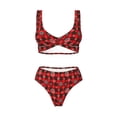 thumbnail image 5 of Honeii Snowflakes On A Buffalo Plaid Print Women’s Bikini Set,Two Piece Swimsuit Bathing Suits,Stylish High Elasticity Swimwear for Beach and Pool, 5 of 7