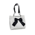 thumbnail image 4 of Abbraccia Womens PU Leather Tote Bag Large Capacity Totes Pouch Bow Decor Shopping Bag White, 4 of 9