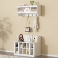 thumbnail image 2 of EUROCO 3-in-1 Adjustable Hall Tree with Storage, Practical Wall Mounted Coat Rack Versatile Hall Tree  with 4 Hooks, Bench,Shoe Storage, Shelves and Entryway Organizer For Hallway, White, 2 of 8