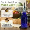 thumbnail image 2 of Couronne Co. Embossed Recycled Glass Cooking Oil Bottle with Pour Spout, Olive Oil Dispenser Bottle for Kitchen - Cobalt Blue, 2 of 8