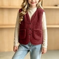 thumbnail image 4 of LIaqionyy Girls Fleece Vest V Neck Sleeveless Outerwear Kids Casual Lightweight Button down Sherpa Waistcoat with Pocket, 4 of 8