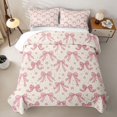 thumbnail image 2 of Erosebridal Sketch Star Bow Twin Quilt Set for Girls, Pink Doodle Ribbon Print Twin Coverlet Set, 2 Pieces, 2 of 7