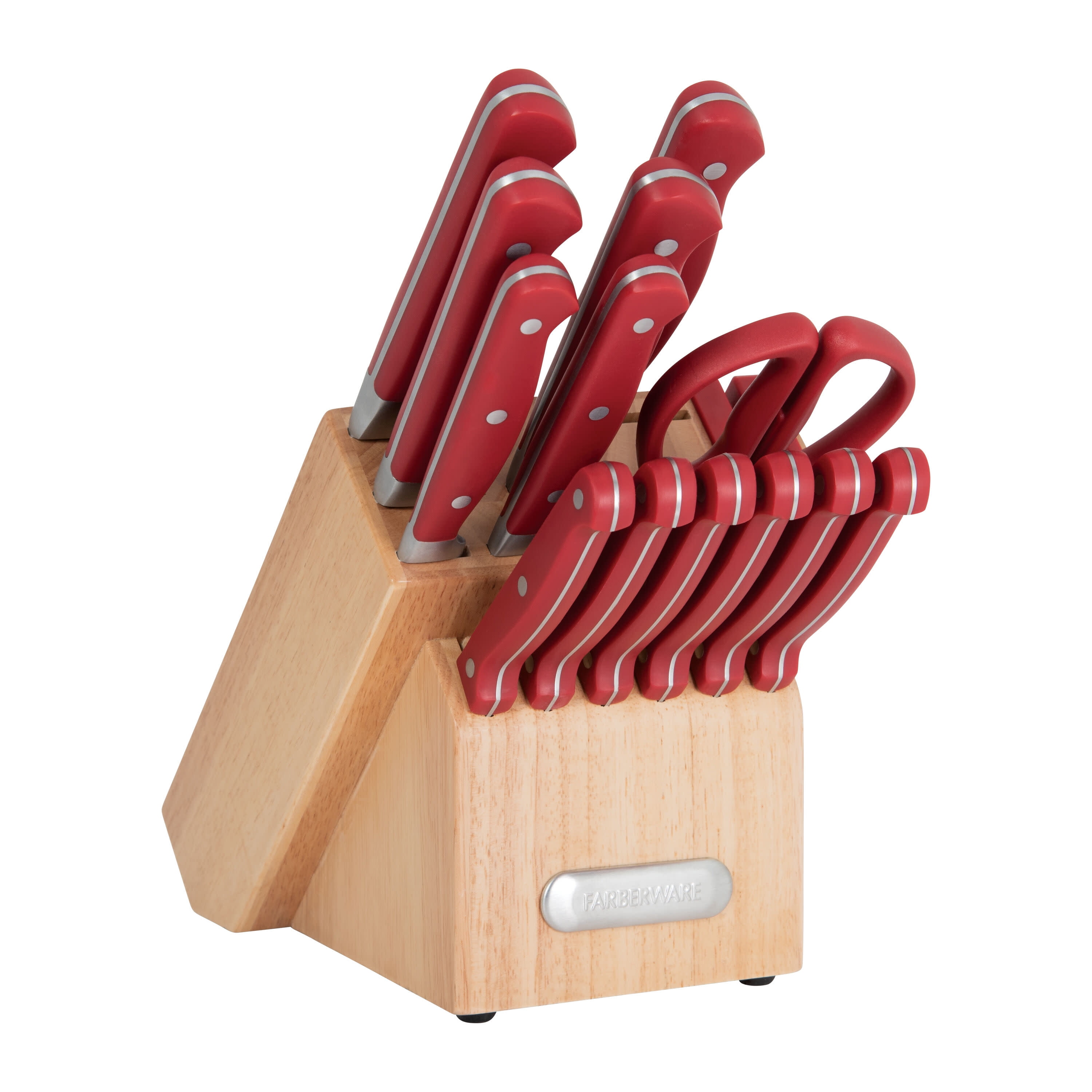 3 Knife Set with a Red Granite Handle, a Garnet Colored Cubic
