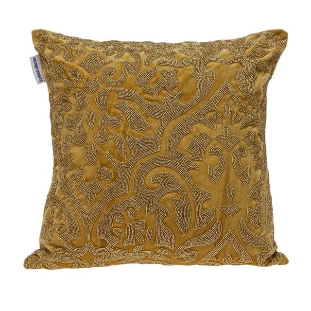 HomeRoots 402647 Luxe Velours Moutarde Jaune Perlé Jeter Oreiller