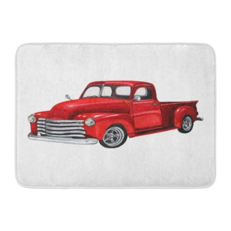 SIDONKU Red Old Watercolor Vintage Toy Model Truck Pickup Car Doormat Floor Rug Bath Mat 23.6x15.7 (Best 4 Door Pickup)