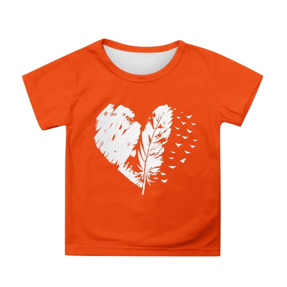 FINALGANG Girls Boys Kids Short Sleeve TShirts Cartoon Casual Graphic Print Crewneck Relaxed Fit Casual Tees For Summer Party Daily Wear Playtime Orange 5-6 Years