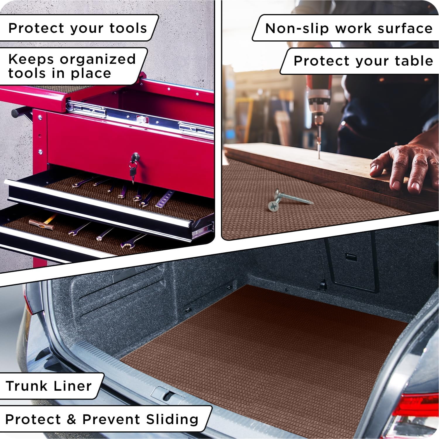 Grippety Slip-Resistant Floor Mat Roll & Yoga Mat – 25ft x 24" x 5mm – Cut-to-Fit Hallway Runner, Kitchen Mat, Drawer Liner, Shelf Liner, Bench Mat, Washable Pet Crate Pad, Cabinet Liner – Chocolate