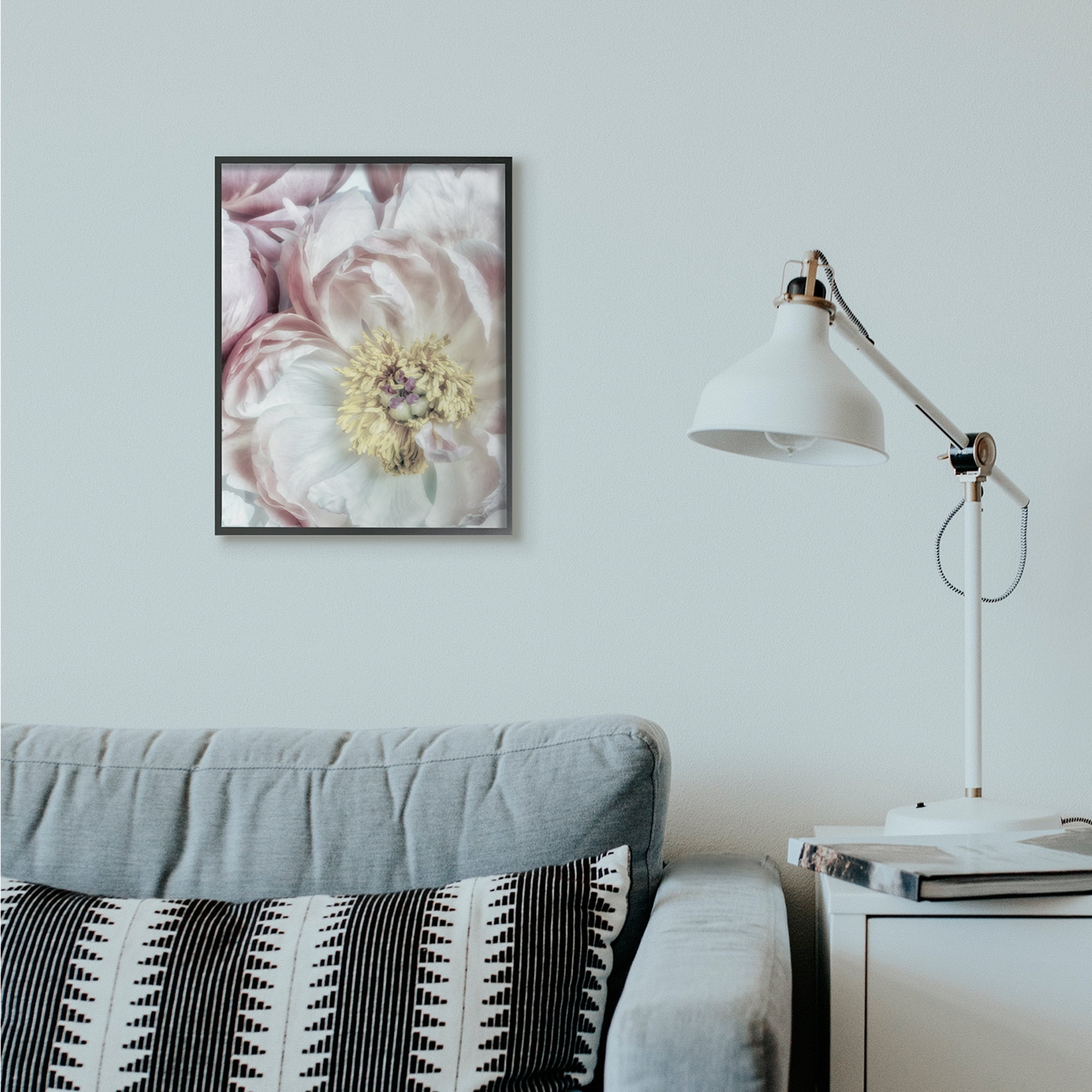 Stupell Industries Soft Flower Bloom Neutral Pink White Photograph Black Framed Art Print Wall Art, 16x20, by Dianne Poinski