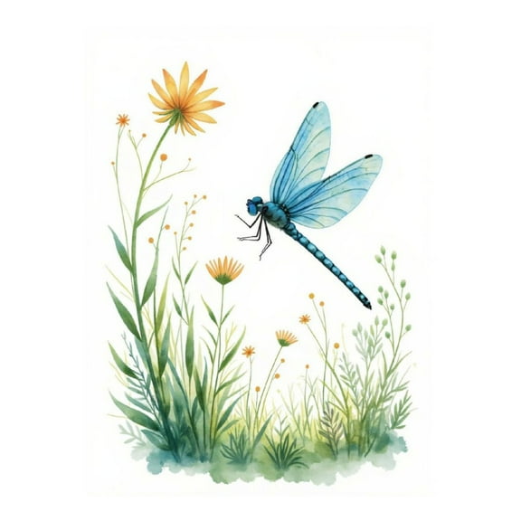 Diamond Art Kit for Adults, Blue Dragonfly Flower Meadow Diamond Painting for Adults Beginners, DIY Diamond Art Painting Kits, 5D Diamond Painting Crafts for Home Decor 12x16 Frameless