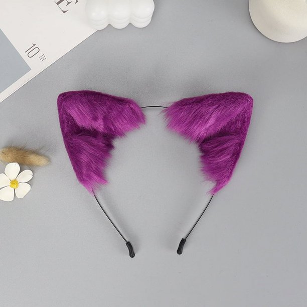 Diadema con orejas de gato y zorro de simulación hecha a mano, diadema con orejas de bestia de peluche, accesorios para vestido de cosplay, accesorios para tocado