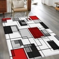 thumbnail image 2 of 2.7'x5' Area Rugs, Red Grey Indoor Outdoor Area Rug for Living Room Bedroom, Modern Irregular Geometric Abstract Art Washable Bathroom Rugs Kitchen Floor Carpet Mats Home Decor Aesthetic, 2 of 8