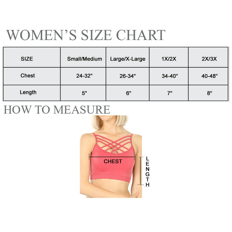 Zenana Women & Plus Comfort Seamless Crisscross Front Strappy Bralette Sports  Bra Top with Removable Pads 