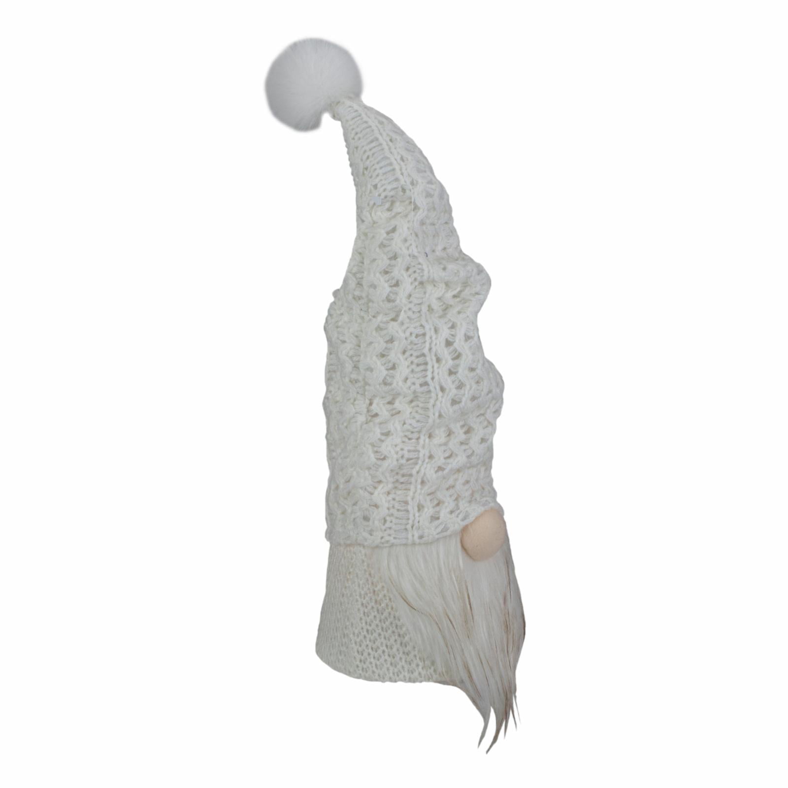 Northlight 16" LED Lighted White Knit Gnome Christmas Figure