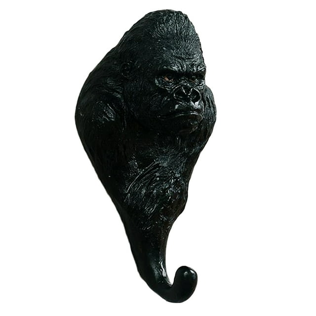 Gancho decorativo de resina con forma de cabeza de animal para ropa, joyas, llaves y decoración de pared. Orangután