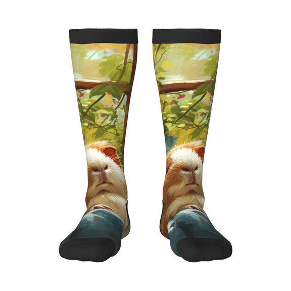Hirioo Lazy Home Style Guinea Pig for Adult Stockings Breathable Sock Non-Pilling,Contrasting Color Design