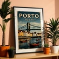 thumbnail image 3 of Porto Vintage Travel Poster – The Charm of Portugal - Porto Porto District Portugal Illustration Travel Poster Vintage Poster Cityscape Bridge Boat Harbor Black Framed Wall Art Print 5 x 7 inches, 3 of 8