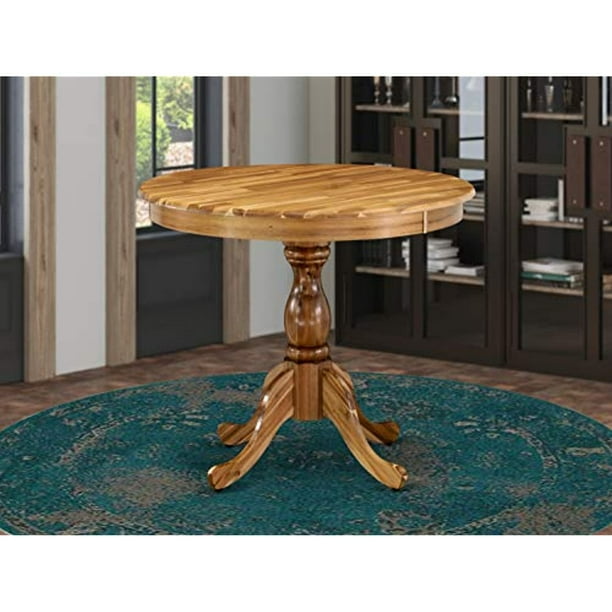 East West Furniture Round Dining Table Natural Acacia Color Top Surface And Asian Wood Pedestal Legs Finish Com East West Furniture Round Dining Table, Definition Of Round Table