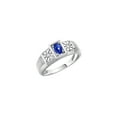 thumbnail image 3 of RYLOS Men's Rings Sterling Silver Classic 6X4MM Oval Gemstone & Diamond Ring Blue Star Sapphire September Birthstone Rings For Men, Silver Rings, Size 8, 3 of 7