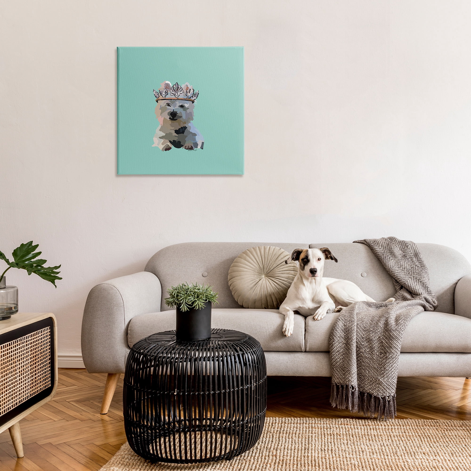 Stupell Industries Westie Terrier with Crown Animals & Insects Painting Gallery Wrapped Canvas Art Print Wall Art, 30 x 30