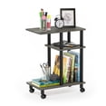 thumbnail image 5 of Furinno TURN-N-TUBE Side Table, 3-Tier C-Shape End Table with Wheels, Toolless Assembly Night Stand, Bedside Table with Open Shelf, for Living Room, Bedroom, Grey Oak/Black, 5 of 5