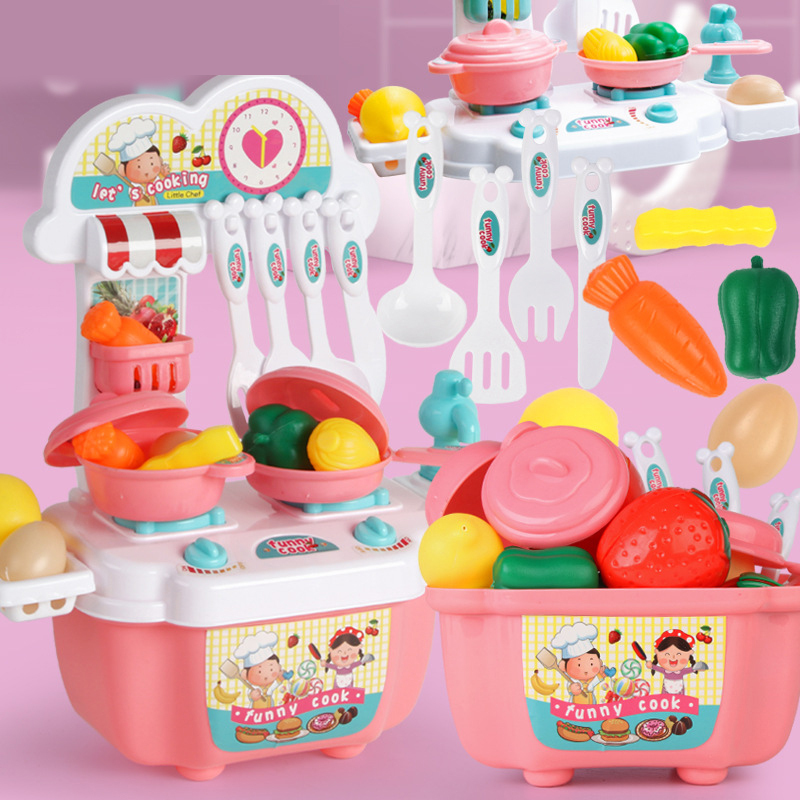 Play Food Toy Set Kids Food Cutting Preparing Toy Kitchens With Simulation Cooking Utensils