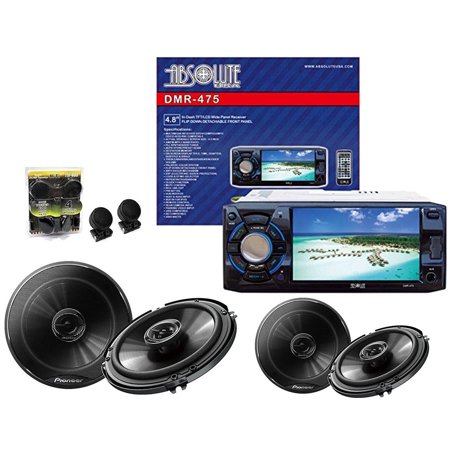 Absolute USA DMR-475 4.8-Inch DVD/MP3/CD Multimedia Player Widescreen Receiver With 2 Pairs Of Pioneer TS-G1645R 6.5 Speakers And Free Absolute TW600 Tweeter