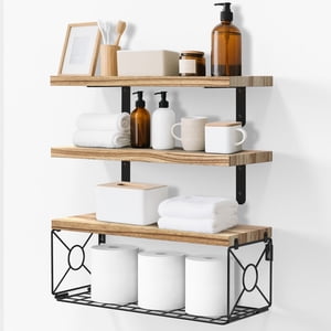 Cshidworld Bathroom Floating Shelves Over Toilet, 3-Tier Brown
