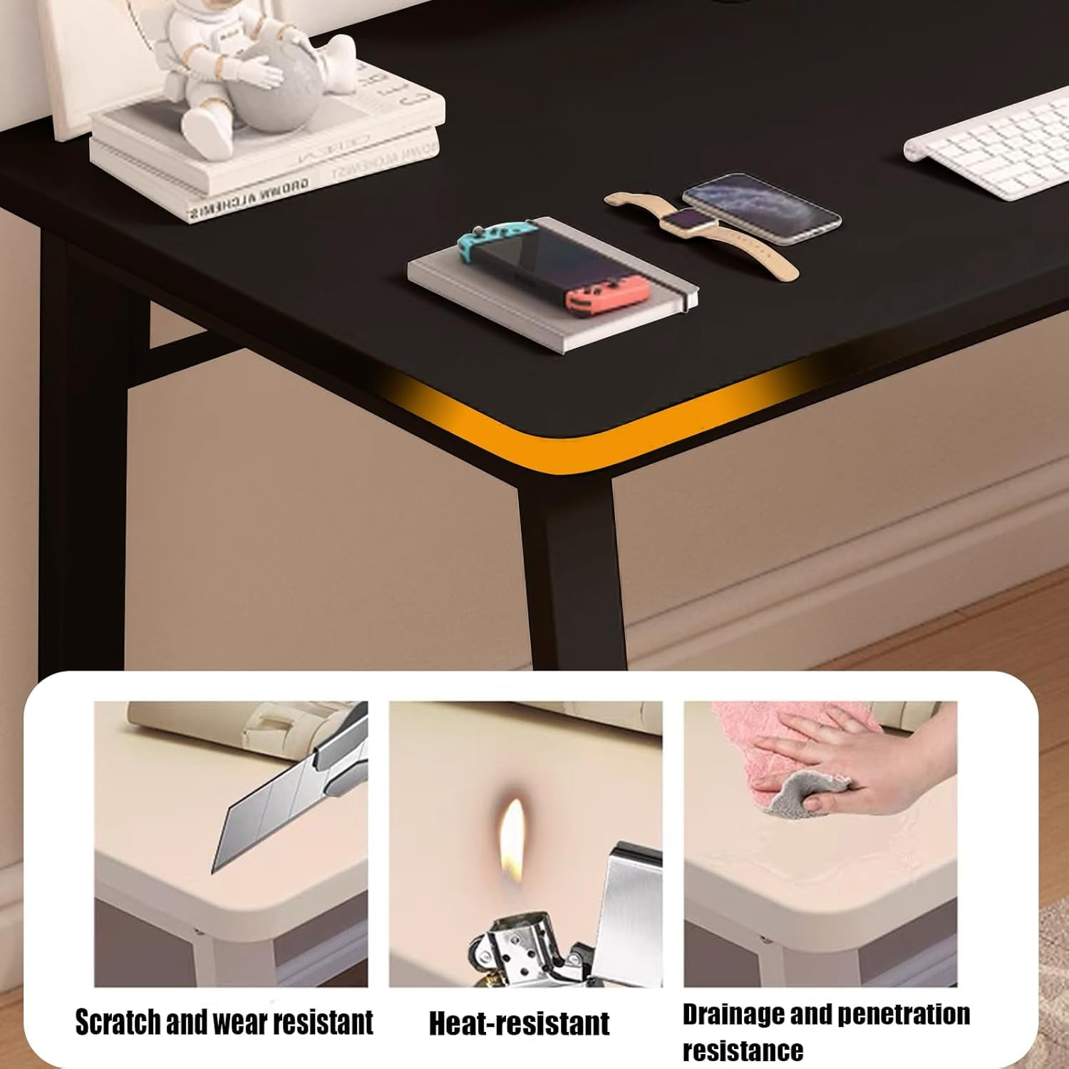 Computer Desk Modern Simple Style Desk for Home Office, 55 inch Small Writing Table or Bedroom,Black