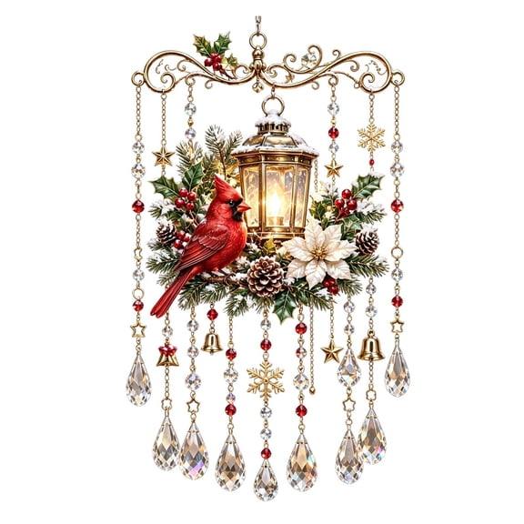 DVKOVI Christmas Themed Crystal Wind Chime Graceful Stained Glass Sun Catcher Decoration for Winter Garden Courtyards one Size