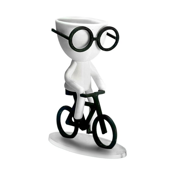 ShunRuiPi People Coffee Time, Succulent Planter, Bicycle Planter - Plat Pot With Drainage - People Planter - Cute Planter, Abstract Decor, Room Accessories