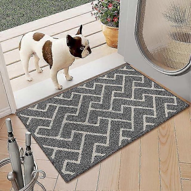 Indoor Doormat,Front Back Door Mat Rubber Backing Non Slip Door Mats,20"x31.5" Low-Profile Absorbent Resist Dirt Entryway Doormat (Grey)