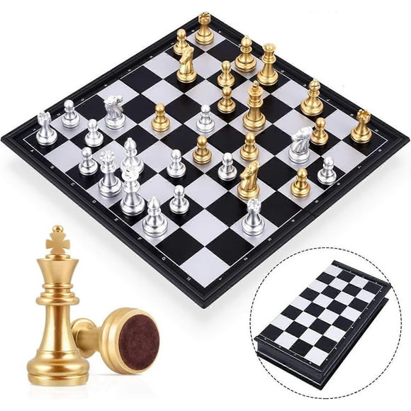 Jeu d'checs, Echiquier Magntique, Echec Deluxe Pliable Echecs, Mini checs, Portable de Voyage Plateau et Les Morceaux pour Enfants et Adultes