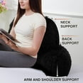 thumbnail image 5 of Faux Fur Reading Pillow Bed Wedge for Adult Backrest with Arms Back Support for Sitting Up for Bedrest,Black,Large, 5 of 16
