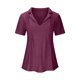 thumbnail image 3 of Fiudx Camisas de Mujer Moda Mujer Sólido Cuello En V Sling Tops Casual Fold Blusa de Manga Corta Camiseta, 3 of 5