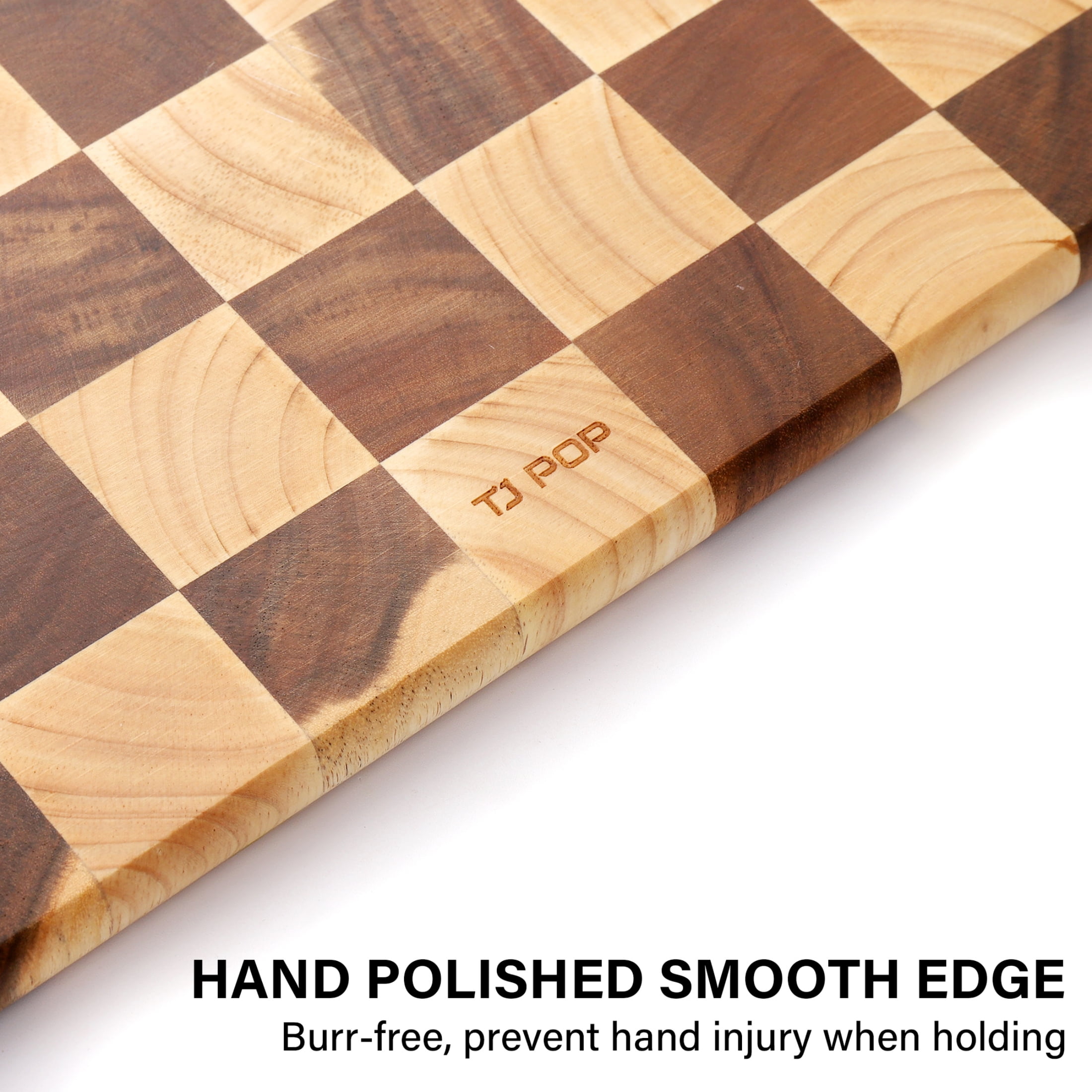 TJ POP Acacia Wood Cutting Board,End Grain Chopping Board, 14.5 x 10 x 0.8 Inch