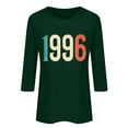 thumbnail image 4 of Women's Birthday Gift Tees 3/4 Sleeve Crew Neck 1996 Graphic Print Pullover Tops Casual Vintage Stylish T Shirts (S, Green), 4 of 4