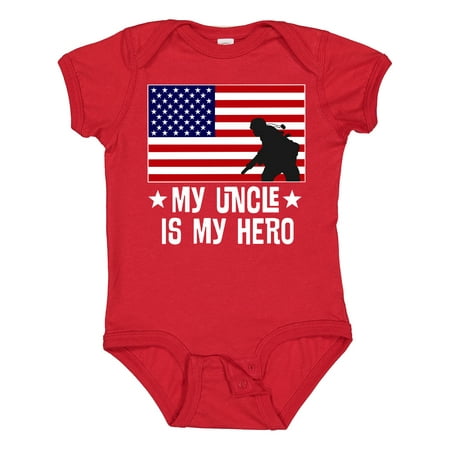 

Inktastic Military Uncle is My Hero US Flag Gift Baby Boy or Baby Girl Bodysuit