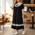 thumbnail image 4 of Stamzod Long Nightgowns for Women Plus Size Fashion Cute Lace Ruffled Versatile Night Gown Casual Loose Short Sleeve Pajama Dress XXXXL, 4 of 6