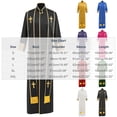 thumbnail image 3 of DayScoop Men's Halloween Black Pastor Robe with Gold Trim Cross Pattern Religious Priest Cosplay Outfit for Theme Costume Party, 3 of 5