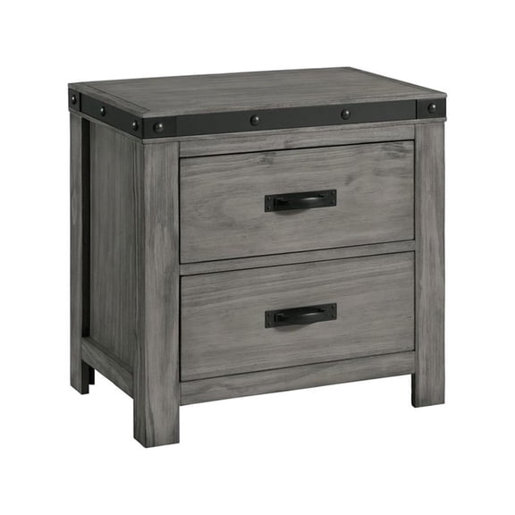 Bowery Hill Solid Wood 2-Drawer Nightstand in Gray