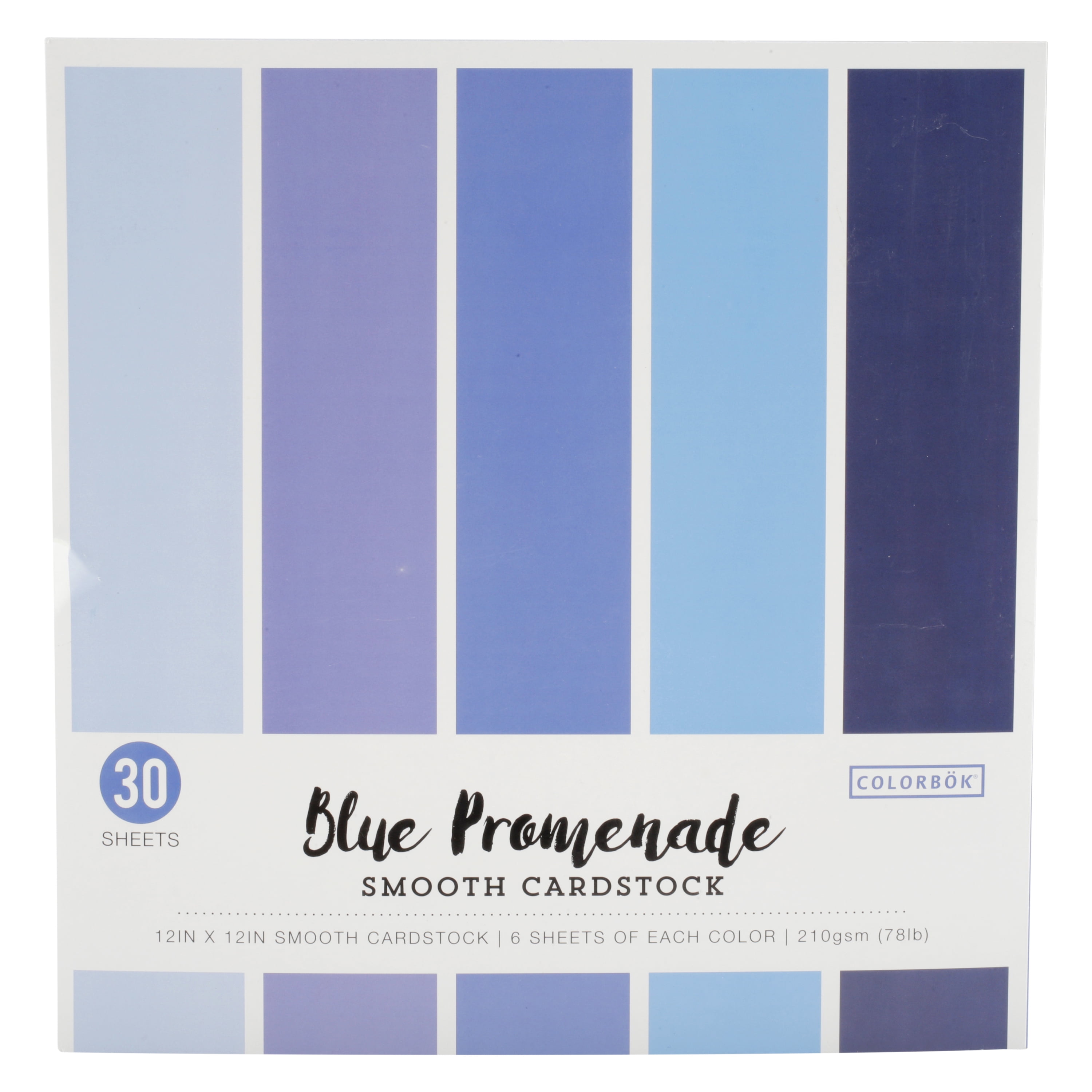 Colorbok 12" Blue Promenade Smooth Cardstock Paper, 30 Sheets
