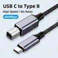 thumbnail image 2 of Cable USB tipo C a USB tipo B 2.0 para MacBook Pro, HP, Canon, Brother, Epson, Dell, Samsung, impresora, cable de escáner tipo C, 2 of 5