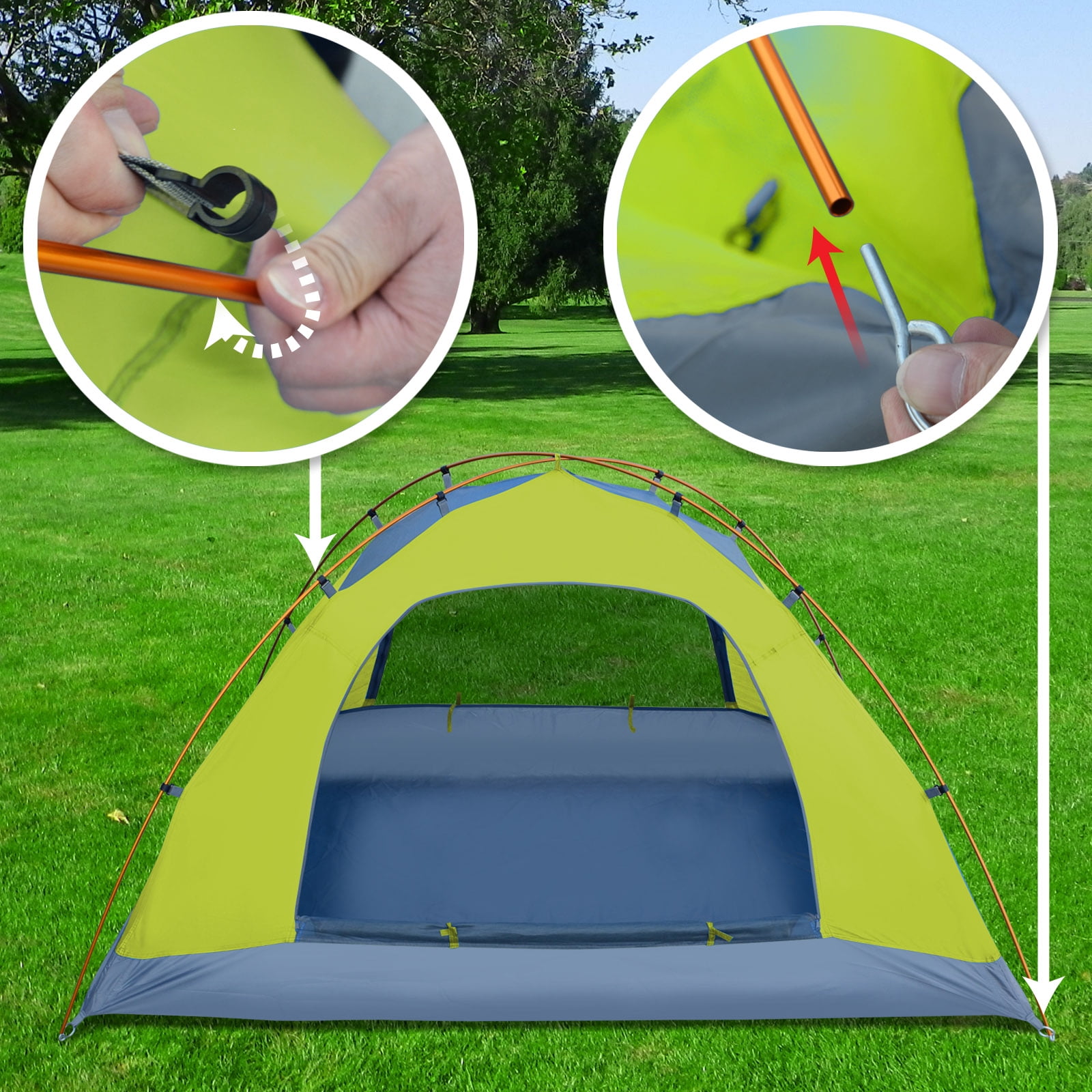 Sunny Portable 1-2 Persons Backpacking Tent Double Layer Outdoor Waterproof Camping Hiking-Green